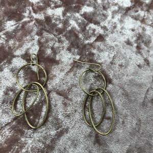 Gold circular style dangle earrings